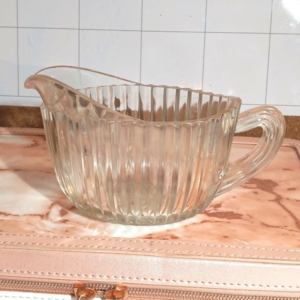 Anchor Hocking Queen Mary Clear Glass Oval Creamer